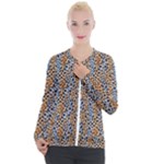 Blue Brown Leopard Casual Zip Up Jacket