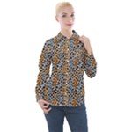 Blue Brown Leopard Women s Long Sleeve Pocket Shirt