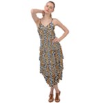 Blue Brown Leopard Layered Bottom Dress