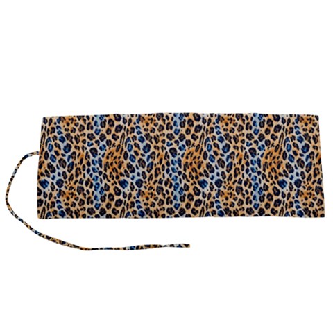Blue Brown Leopard Roll Up Canvas Pencil Holder (S) from ArtsNow.com