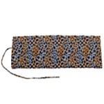 Blue Brown Leopard Roll Up Canvas Pencil Holder (S)
