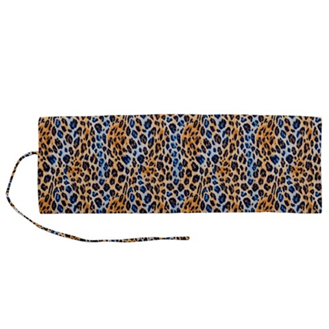 Blue Brown Leopard Roll Up Canvas Pencil Holder (M) from ArtsNow.com