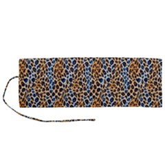 Blue Brown Leopard Roll Up Canvas Pencil Holder (M) from ArtsNow.com
