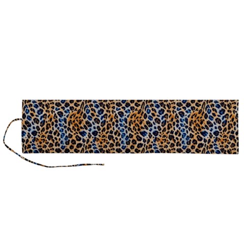 Blue Brown Leopard Roll Up Canvas Pencil Holder (L) from ArtsNow.com