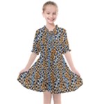 Blue Brown Leopard Kids  All Frills Chiffon Dress
