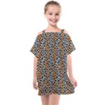 Blue Brown Leopard Kids  One Piece Chiffon Dress