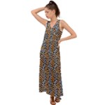 Blue Brown Leopard V-Neck Chiffon Maxi Dress