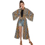Blue Brown Leopard Maxi Kimono