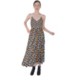 Blue Brown Leopard Tie Back Maxi Dress