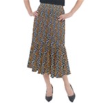 Blue Brown Leopard Midi Mermaid Skirt