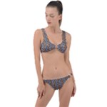 Blue Brown Leopard Ring Detail Crop Bikini Set