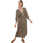 Blue Brown Leopard Grecian Style  Maxi Dress