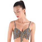 Blue Brown Leopard Woven Tie Front Bralet