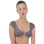 Blue Brown Leopard Cap Sleeve Ring Bikini Top