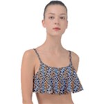Blue Brown Leopard Frill Bikini Top