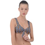 Blue Brown Leopard Front Tie Bikini Top