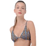 Blue Brown Leopard Knot Up Bikini Top