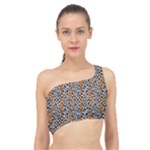Blue Brown Leopard Spliced Up Bikini Top 