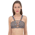 Blue Brown Leopard Cage Up Bikini Top
