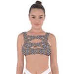 Blue Brown Leopard Bandaged Up Bikini Top