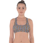 Blue Brown Leopard Cross Back Hipster Bikini Top 