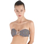 Blue Brown Leopard Twist Bandeau Bikini Top