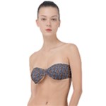 Blue Brown Leopard Classic Bandeau Bikini Top 