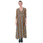Blue Brown Leopard Button Up Maxi Dress