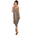 Blue Brown Leopard Waist Tie Cover Up Chiffon Dress