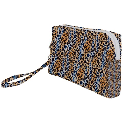 Blue Brown Leopard Wristlet Pouch Bag (Small) from ArtsNow.com
