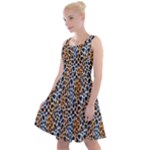Blue Brown Leopard Knee Length Skater Dress