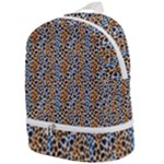 Blue Brown Leopard Zip Bottom Backpack
