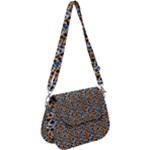 Blue Brown Leopard Saddle Handbag