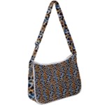 Blue Brown Leopard Zip Up Shoulder Bag