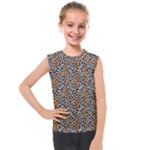 Blue Brown Leopard Kids  Mesh Tank Top