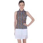 Blue Brown Leopard Women s Sleeveless Polo T-Shirt