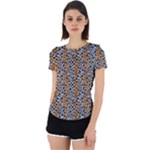 Blue Brown Leopard Back Cut Out Sport T-Shirt