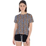 Blue Brown Leopard Open Back Sport T-Shirt