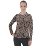 Blue Brown Leopard Women s Pique Long Sleeve T-Shirt