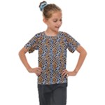 Blue Brown Leopard Kids  Mesh Piece T-Shirt