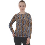 Blue Brown Leopard Women s Long Sleeve Raglan T-Shirt
