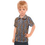 Blue Brown Leopard Kids  Polo T-Shirt
