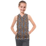 Blue Brown Leopard Kids  Sleeveless Hoodie