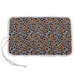 Blue Brown Leopard Pen Storage Case (L)