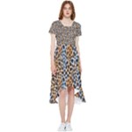 Blue Brown Leopard High Low Boho Dress