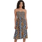 Blue Brown Leopard Knee-Length Strapless Bra Top Dress