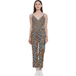 Blue Brown Leopard V-Neck Camisole Jumpsuit