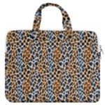 Blue Brown Leopard MacBook Pro 13  Double Pocket Laptop Bag