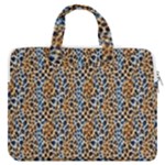 Blue Brown Leopard MacBook Pro 15  Double Pocket Laptop Bag 