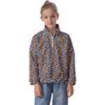Blue Brown Leopard Kids  Half Zip Hoodie